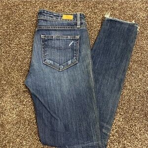 Paige Size 28 Skyline Skinny Jeans Mild Distressed Raw Hem Premium Denim Rebel
